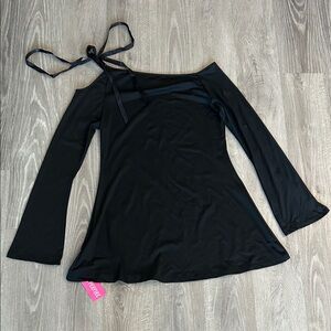 Black Off-Shoulder Long Sleeve Top/Dress